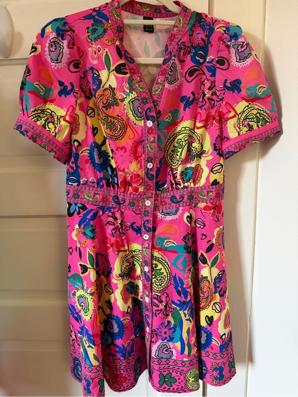 SHEIN Pink Multi Paisley Print Mini Dress